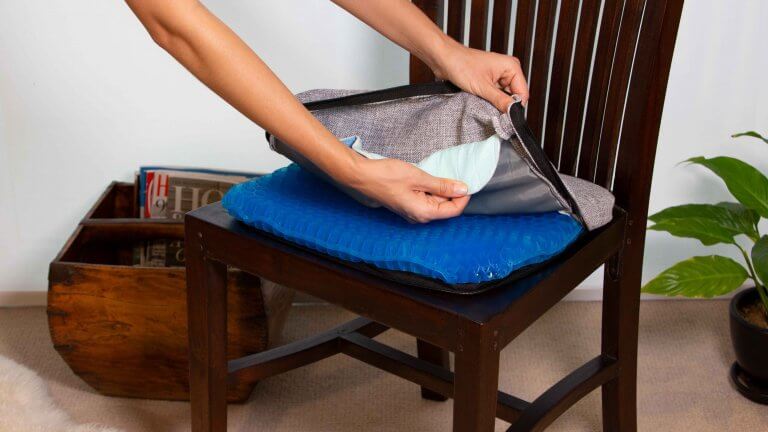 Remedic Incontinence Protection Gel Seat Cushion Double Thick Chair seat Cushion Non-Slip Cover Breathable Honeycomb Pressure Relief for Wheelchair & Office Chair Design, Durable, Portable - Machine Washable - Fabric Cover