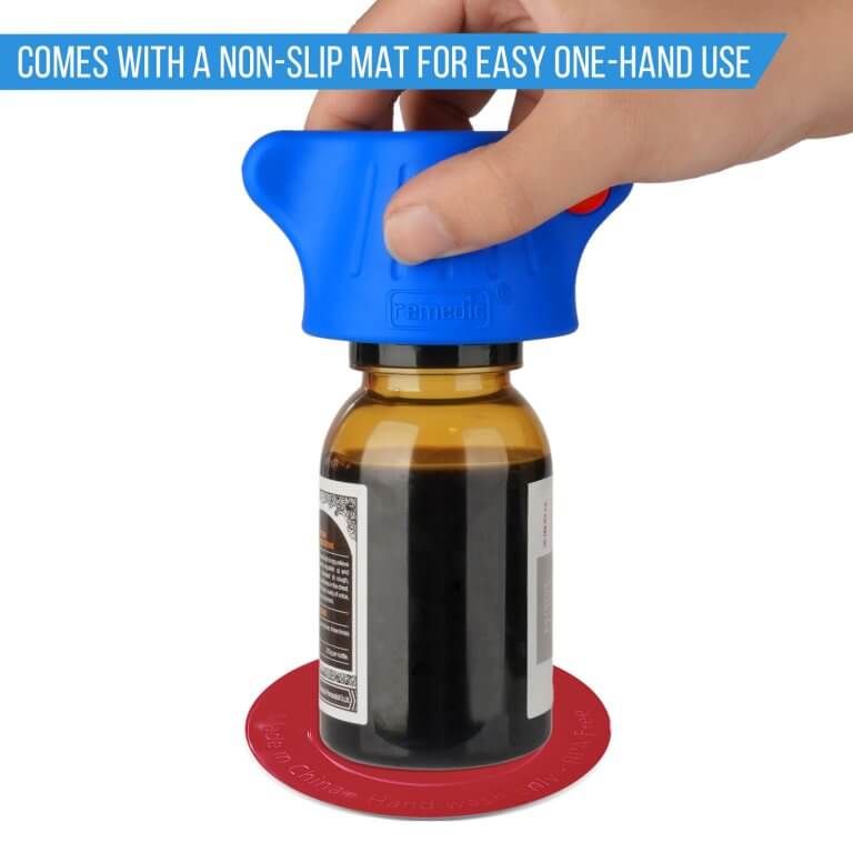 Remedic-002-Multiopener-with-Magnifier-Light-and-Non-Slip-Mat for Single Hand Use