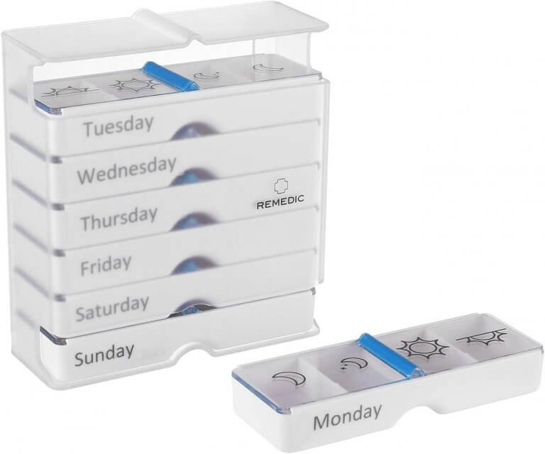 Remedic Week Pill Organizer - 7 Days Pill Box AM/PM